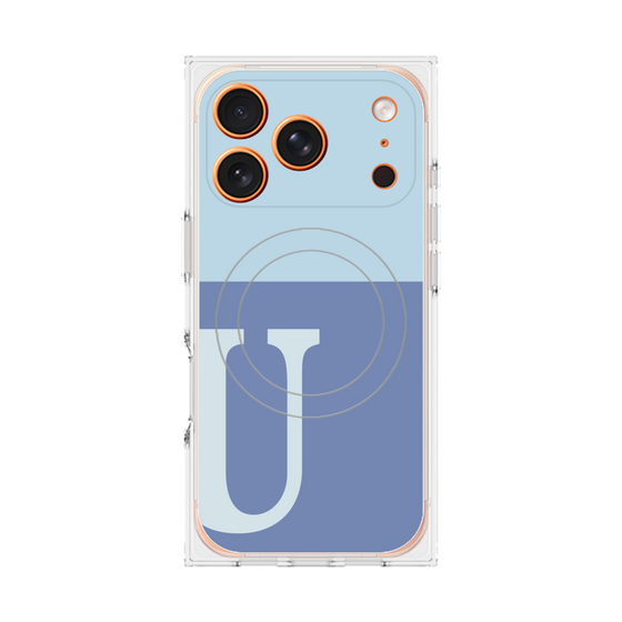 プレミアムスクエアケース with MagSafe［ オリジナル - initial two tone - U blue ］