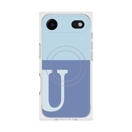 プレミアムスクエアケース with MagSafe［ オリジナル - initial two tone - U blue ］