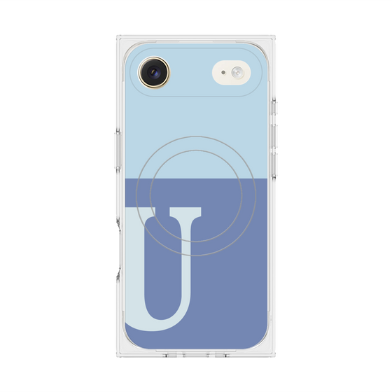 プレミアムスクエアケース with MagSafe［ オリジナル - initial two tone - U blue ］