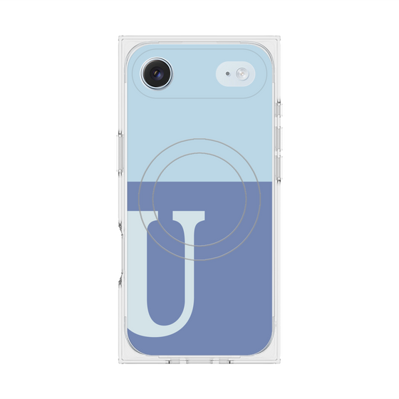 プレミアムスクエアケース with MagSafe［ オリジナル - initial two tone - U blue ］