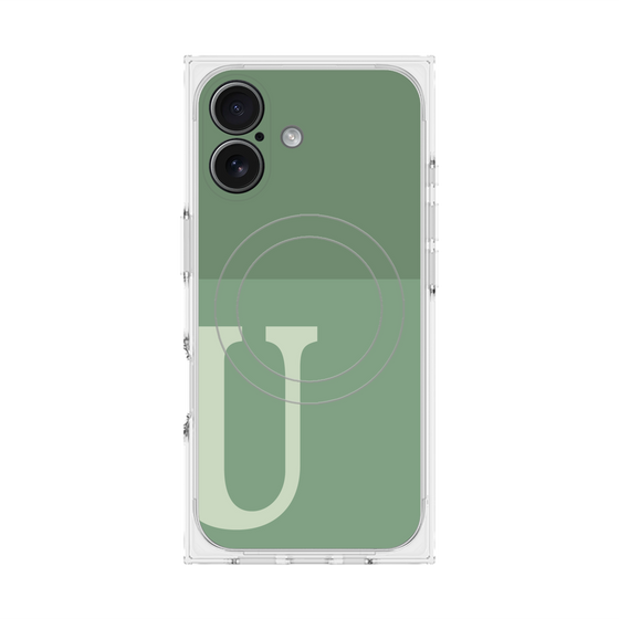 プレミアムスクエアケース with MagSafe［ オリジナル - initial two tone - U green ］