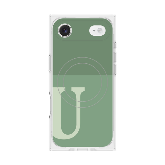 プレミアムスクエアケース with MagSafe［ オリジナル - initial two tone - U green ］