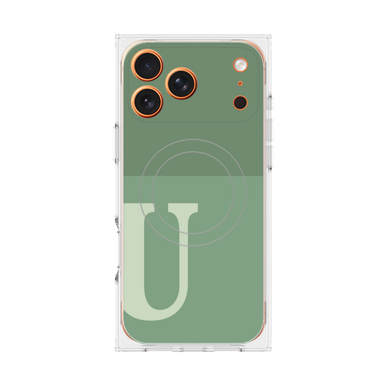 プレミアムスクエアケース with MagSafe［ オリジナル - initial two tone - U green ］