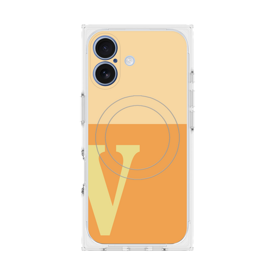 プレミアムスクエアケース with MagSafe［ オリジナル - initial two tone - V orange ］
