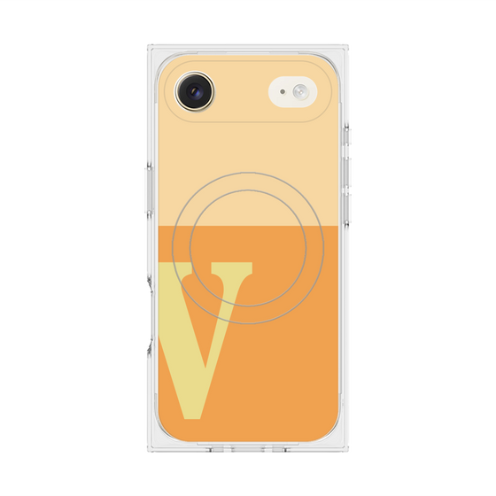 プレミアムスクエアケース with MagSafe［ オリジナル - initial two tone - V orange ］