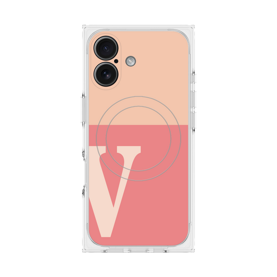 プレミアムスクエアケース with MagSafe［ オリジナル - initial two tone - V pink ］
