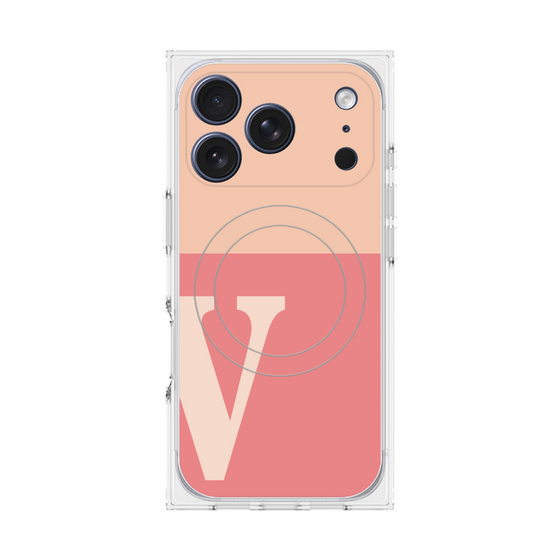 プレミアムスクエアケース with MagSafe［ オリジナル - initial two tone - V pink ］