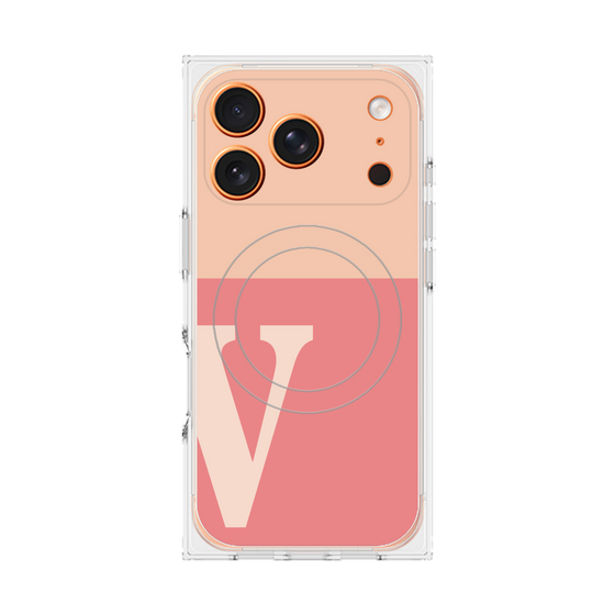 プレミアムスクエアケース with MagSafe［ オリジナル - initial two tone - V pink ］
