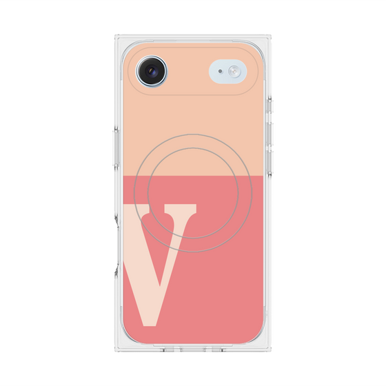 プレミアムスクエアケース with MagSafe［ オリジナル - initial two tone - V pink ］