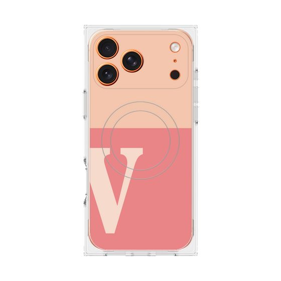 プレミアムスクエアケース with MagSafe［ オリジナル - initial two tone - V pink ］