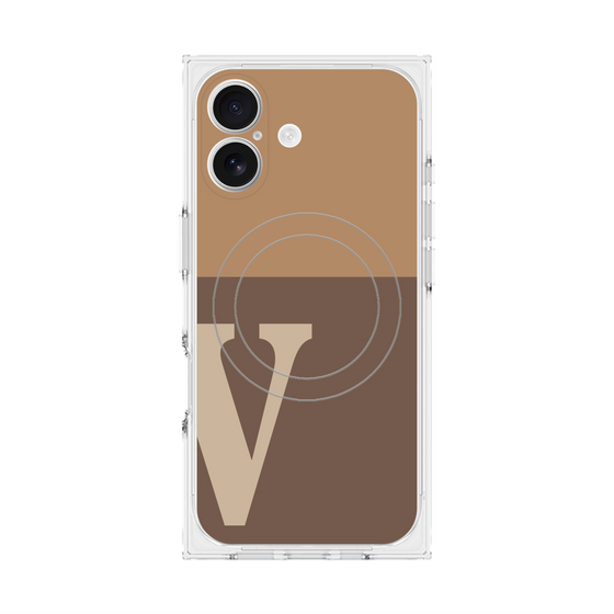 プレミアムスクエアケース with MagSafe［ オリジナル - initial two tone - V brown ］