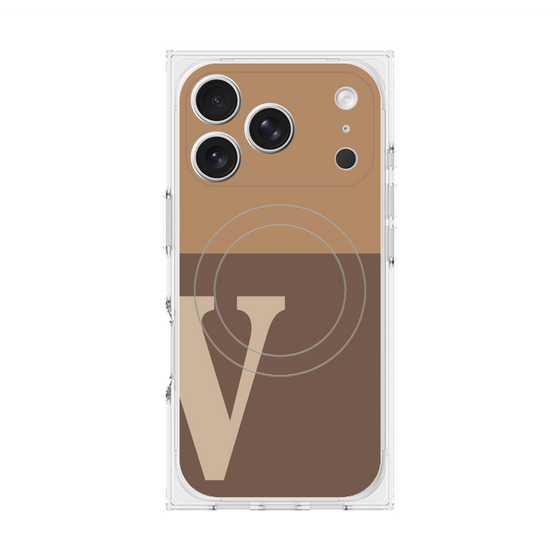 プレミアムスクエアケース with MagSafe［ オリジナル - initial two tone - V brown ］