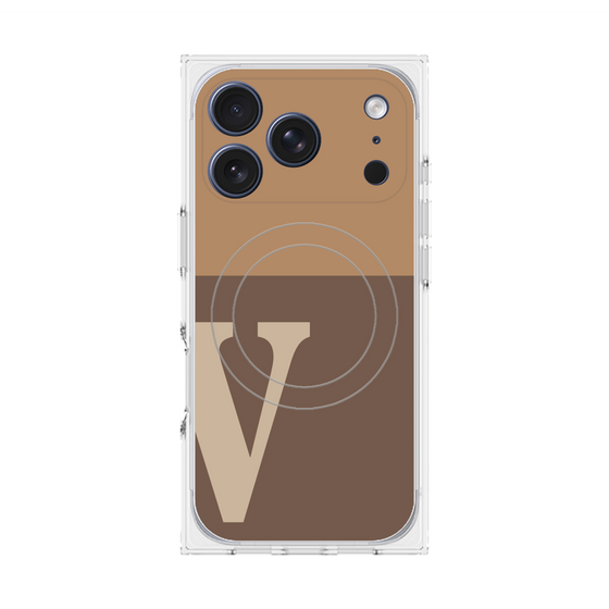プレミアムスクエアケース with MagSafe［ オリジナル - initial two tone - V brown ］