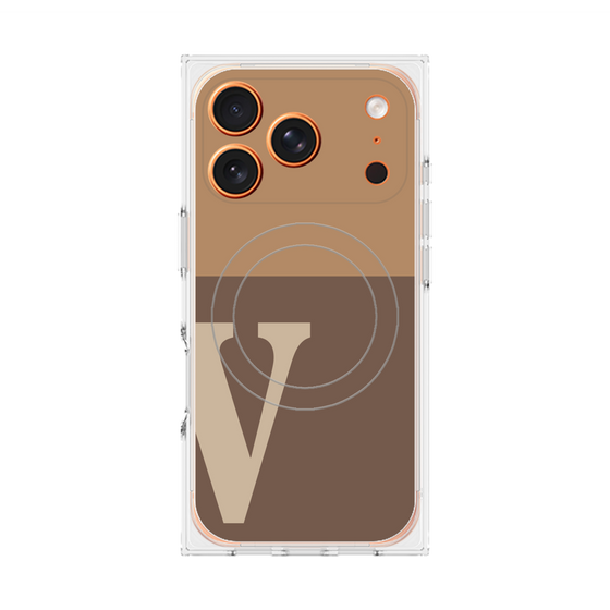 プレミアムスクエアケース with MagSafe［ オリジナル - initial two tone - V brown ］