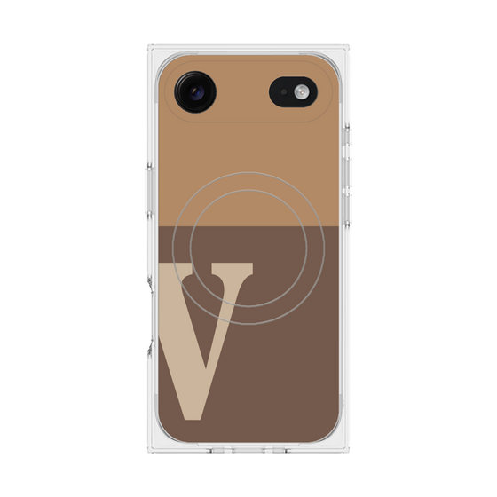 プレミアムスクエアケース with MagSafe［ オリジナル - initial two tone - V brown ］