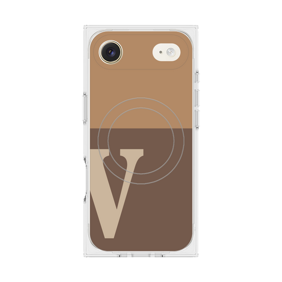 プレミアムスクエアケース with MagSafe［ オリジナル - initial two tone - V brown ］