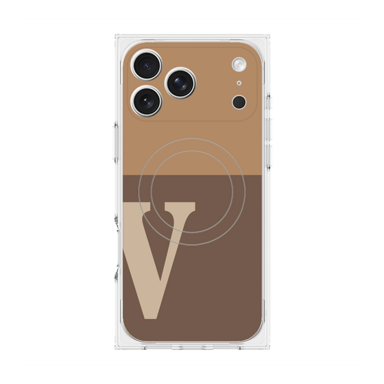 プレミアムスクエアケース with MagSafe［ オリジナル - initial two tone - V brown ］