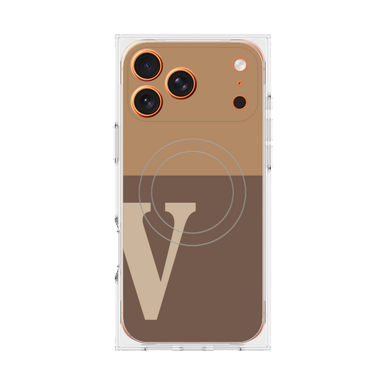 プレミアムスクエアケース with MagSafe［ オリジナル - initial two tone - V brown ］