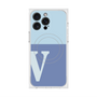 プレミアムスクエアケース with MagSafe［ オリジナル - initial two tone - V blue ］