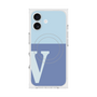 プレミアムスクエアケース with MagSafe［ オリジナル - initial two tone - V blue ］