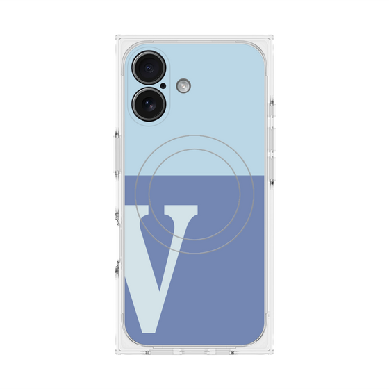 プレミアムスクエアケース with MagSafe［ オリジナル - initial two tone - V blue ］