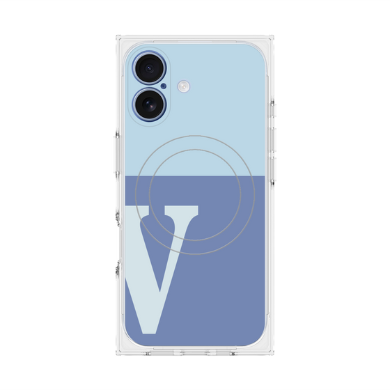 プレミアムスクエアケース with MagSafe［ オリジナル - initial two tone - V blue ］