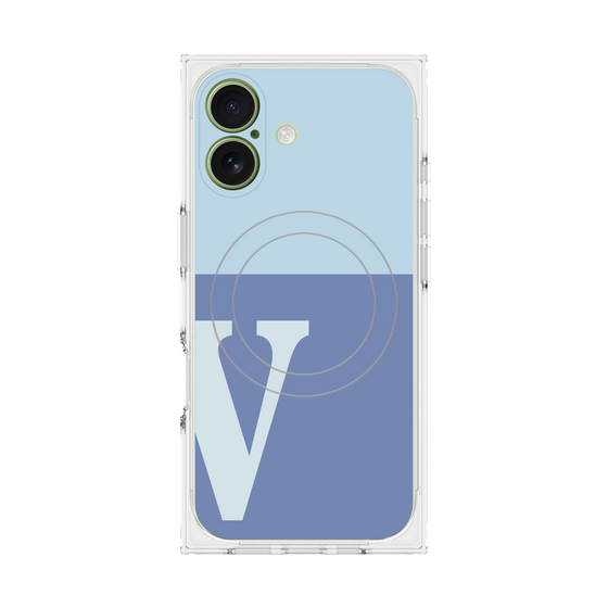 プレミアムスクエアケース with MagSafe［ オリジナル - initial two tone - V blue ］