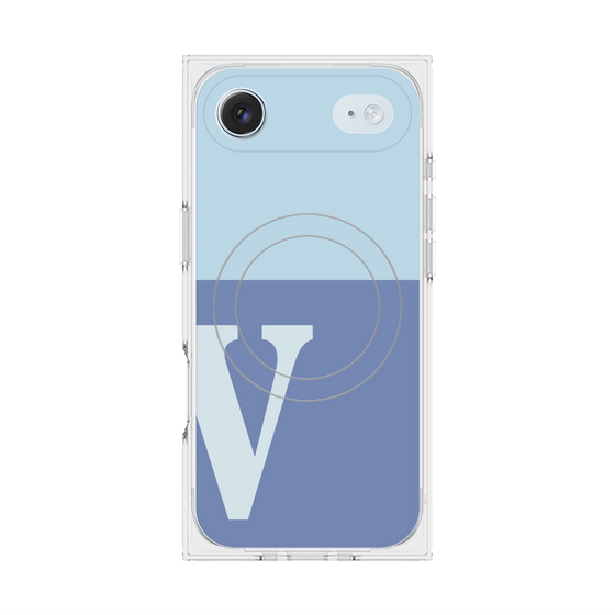プレミアムスクエアケース with MagSafe［ オリジナル - initial two tone - V blue ］