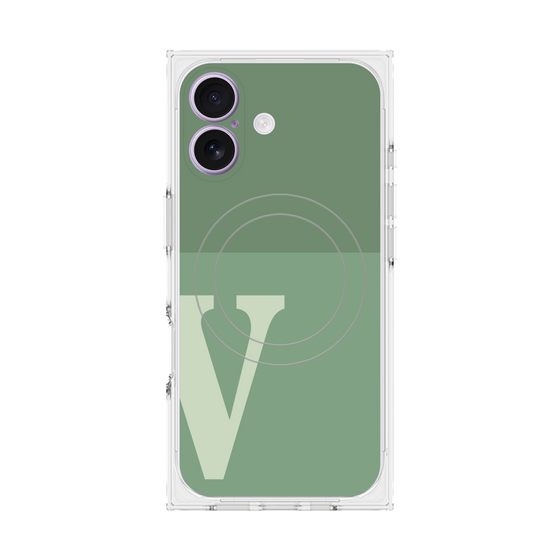 プレミアムスクエアケース with MagSafe［ オリジナル - initial two tone - V green ］