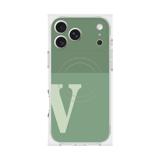 プレミアムスクエアケース with MagSafe［ オリジナル - initial two tone - V green ］
