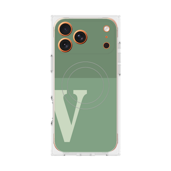 プレミアムスクエアケース with MagSafe［ オリジナル - initial two tone - V green ］