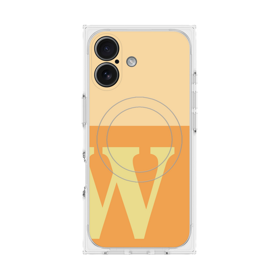 プレミアムスクエアケース with MagSafe［ オリジナル - initial two tone - W orange ］