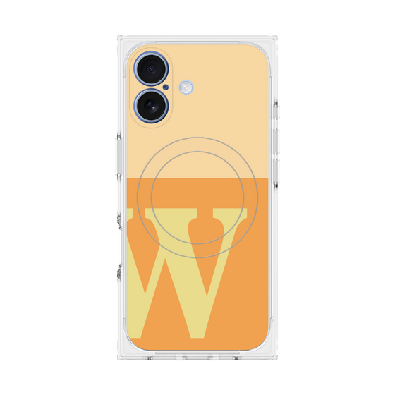 プレミアムスクエアケース with MagSafe［ オリジナル - initial two tone - W orange ］