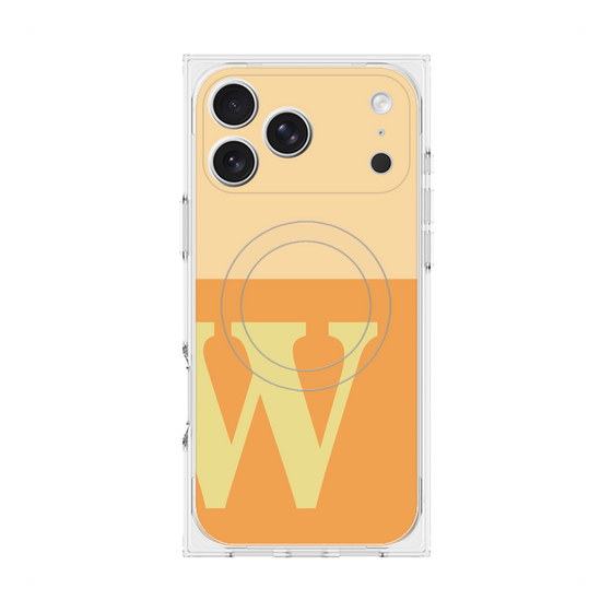 プレミアムスクエアケース with MagSafe［ オリジナル - initial two tone - W orange ］