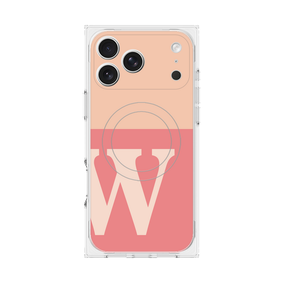プレミアムスクエアケース with MagSafe［ オリジナル - initial two tone - W pink ］