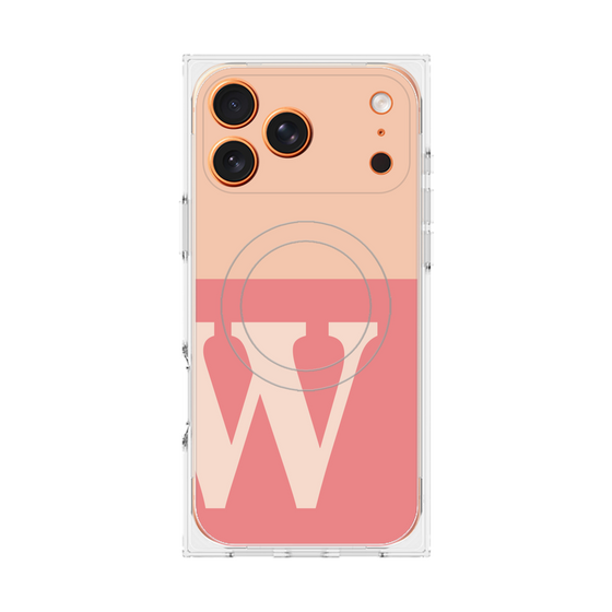 プレミアムスクエアケース with MagSafe［ オリジナル - initial two tone - W pink ］