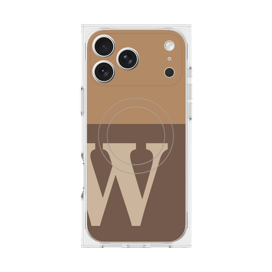 プレミアムスクエアケース with MagSafe［ オリジナル - initial two tone - W brown ］