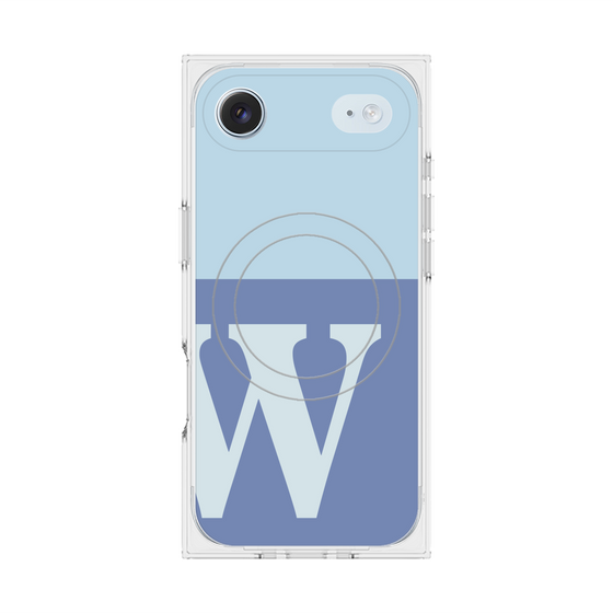 プレミアムスクエアケース with MagSafe［ オリジナル - initial two tone - W blue ］