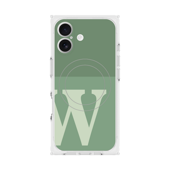 プレミアムスクエアケース with MagSafe［ オリジナル - initial two tone - W green ］