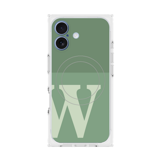 プレミアムスクエアケース with MagSafe［ オリジナル - initial two tone - W green ］