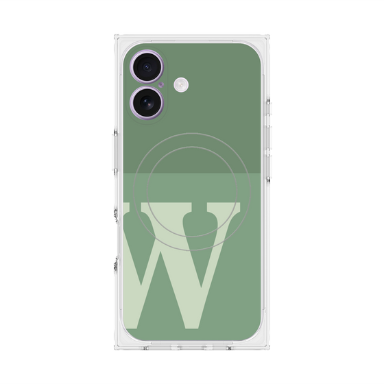 プレミアムスクエアケース with MagSafe［ オリジナル - initial two tone - W green ］