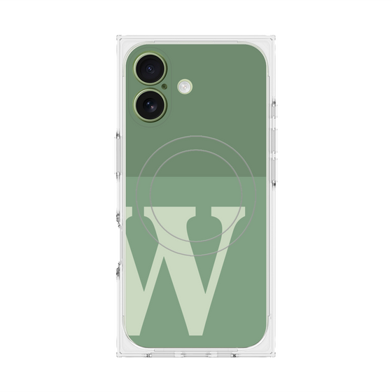 プレミアムスクエアケース with MagSafe［ オリジナル - initial two tone - W green ］
