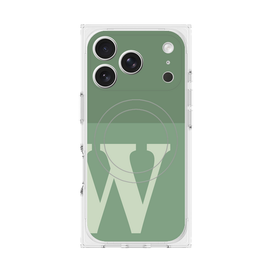 プレミアムスクエアケース with MagSafe［ オリジナル - initial two tone - W green ］