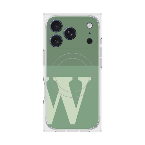 プレミアムスクエアケース with MagSafe［ オリジナル - initial two tone - W green ］