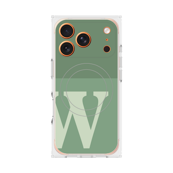 プレミアムスクエアケース with MagSafe［ オリジナル - initial two tone - W green ］