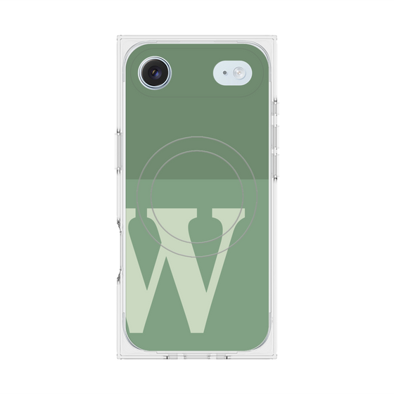 プレミアムスクエアケース with MagSafe［ オリジナル - initial two tone - W green ］