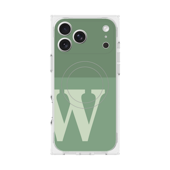 プレミアムスクエアケース with MagSafe［ オリジナル - initial two tone - W green ］