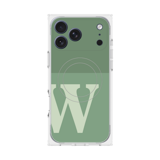 プレミアムスクエアケース with MagSafe［ オリジナル - initial two tone - W green ］