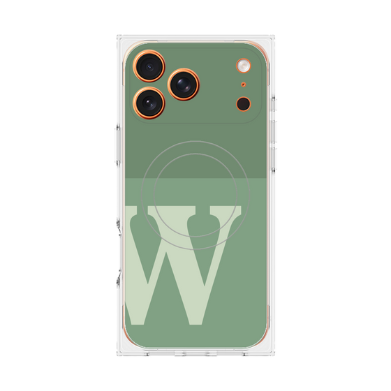 プレミアムスクエアケース with MagSafe［ オリジナル - initial two tone - W green ］