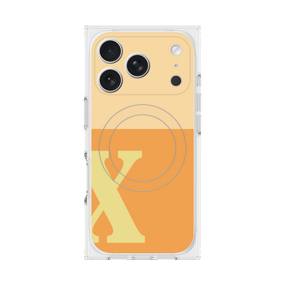 プレミアムスクエアケース with MagSafe［ オリジナル - initial two tone - X orange ］
